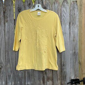 Floral Embroidered Yellow Top